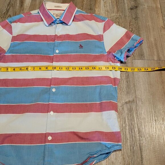 Penguin Heritage Slim Fit Short Sleeved Button Up Shirt Mens Size Medium - Picture 6 of 7
